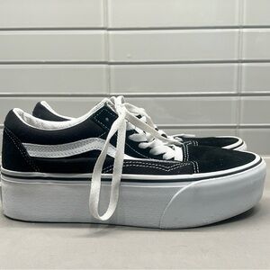 Vans Women's Classic Black and White Platform Sneakers